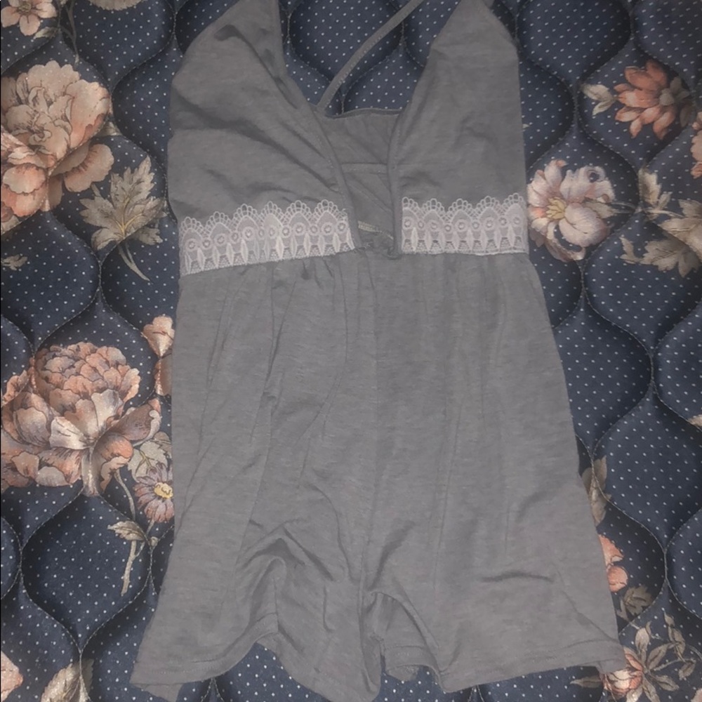 Grey romper with lace